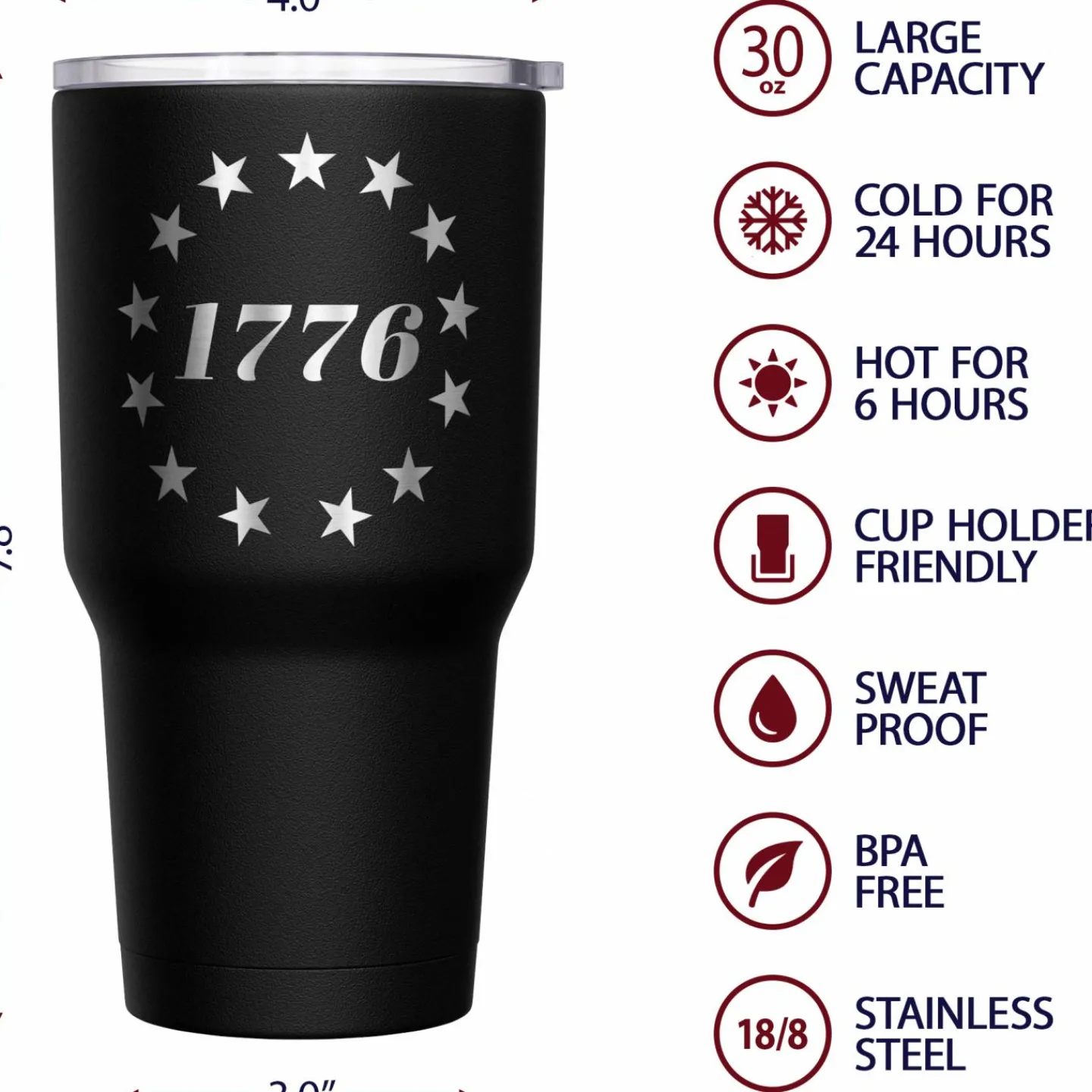 We The People Holsters 1776 Betsy Ross Flag Stainless Steel Tumbler Hot