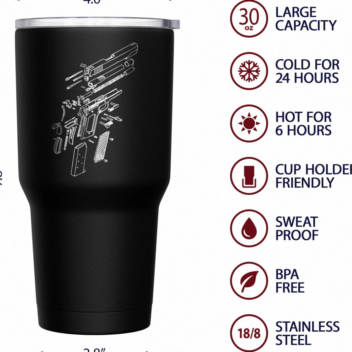 We The People Holsters 1911 Schematics Stainless Steel Tumbler New