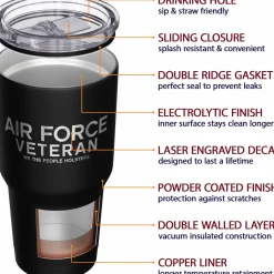 We The People Holsters Air Force Vet + American Flag Stainless Steel Tumbler Outlet