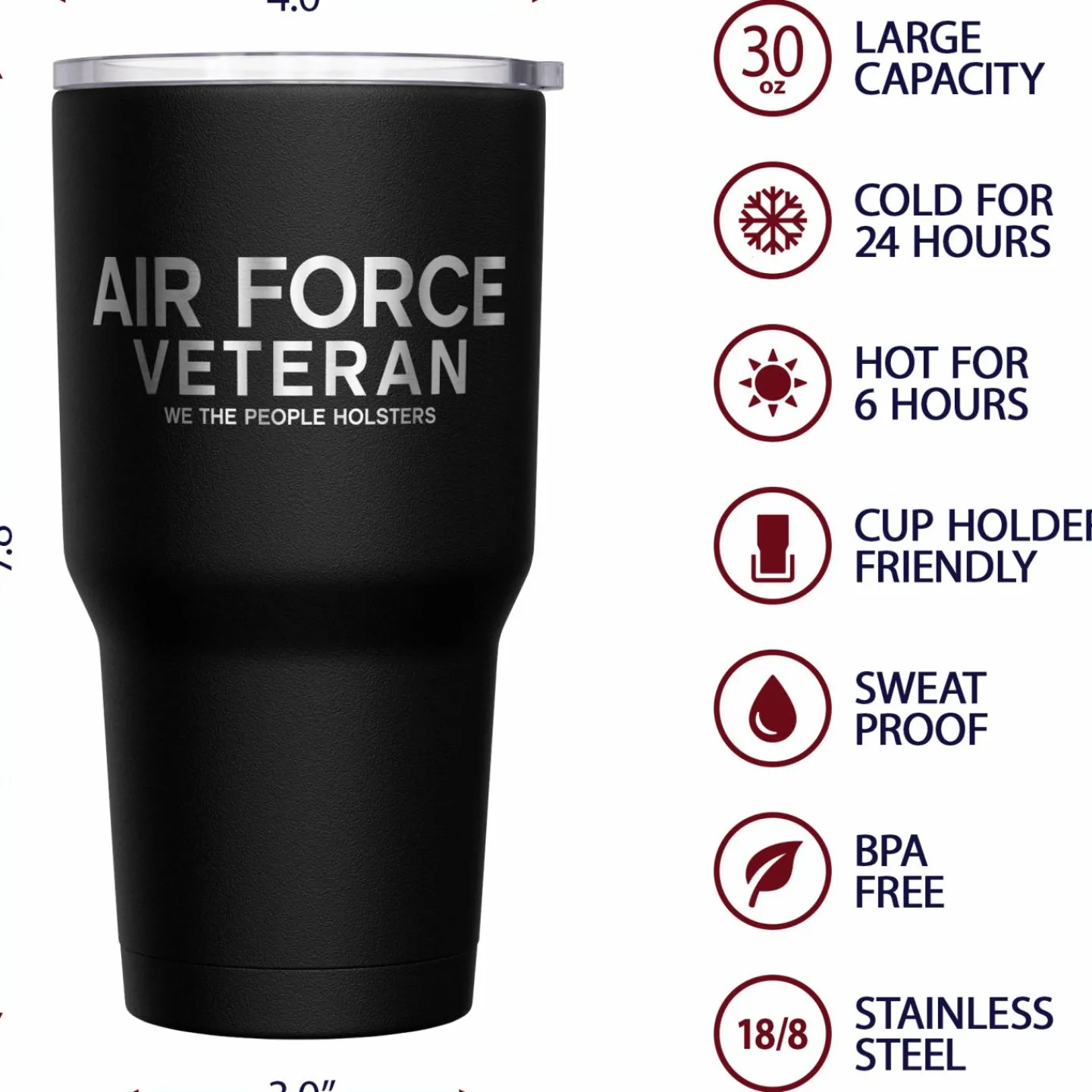 We The People Holsters Air Force Vet + American Flag Stainless Steel Tumbler Outlet