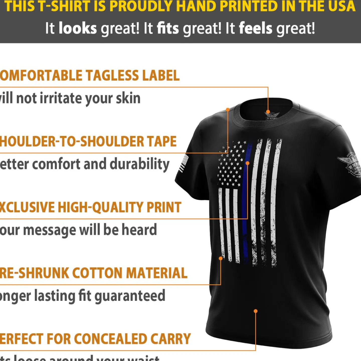 We The People Holsters American Flag Thin Blue Line Short Sleeve Shirt