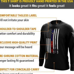 We The People Holsters American Flag Thin Blue/Red Line Public Service Support Long Sleeve Shirt Black Sale