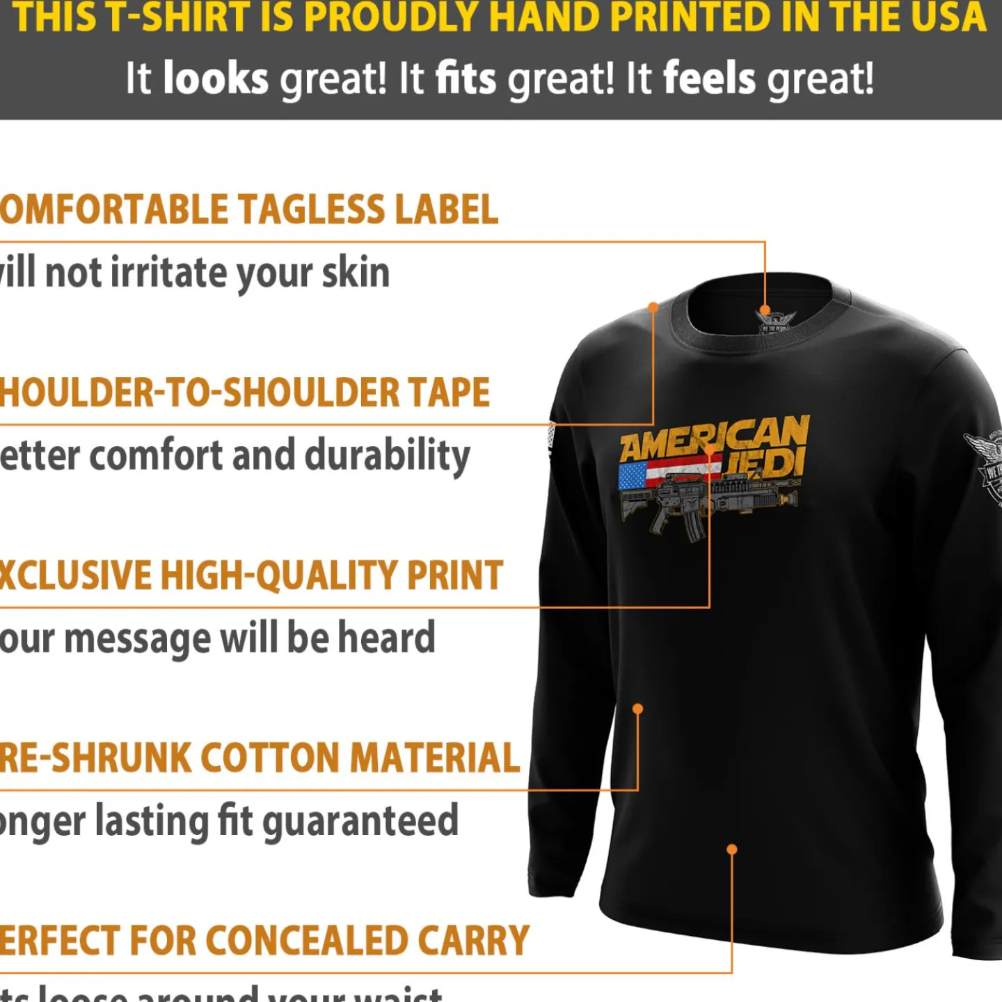 We The People Holsters American Jedi Long Sleeve Shirt Black