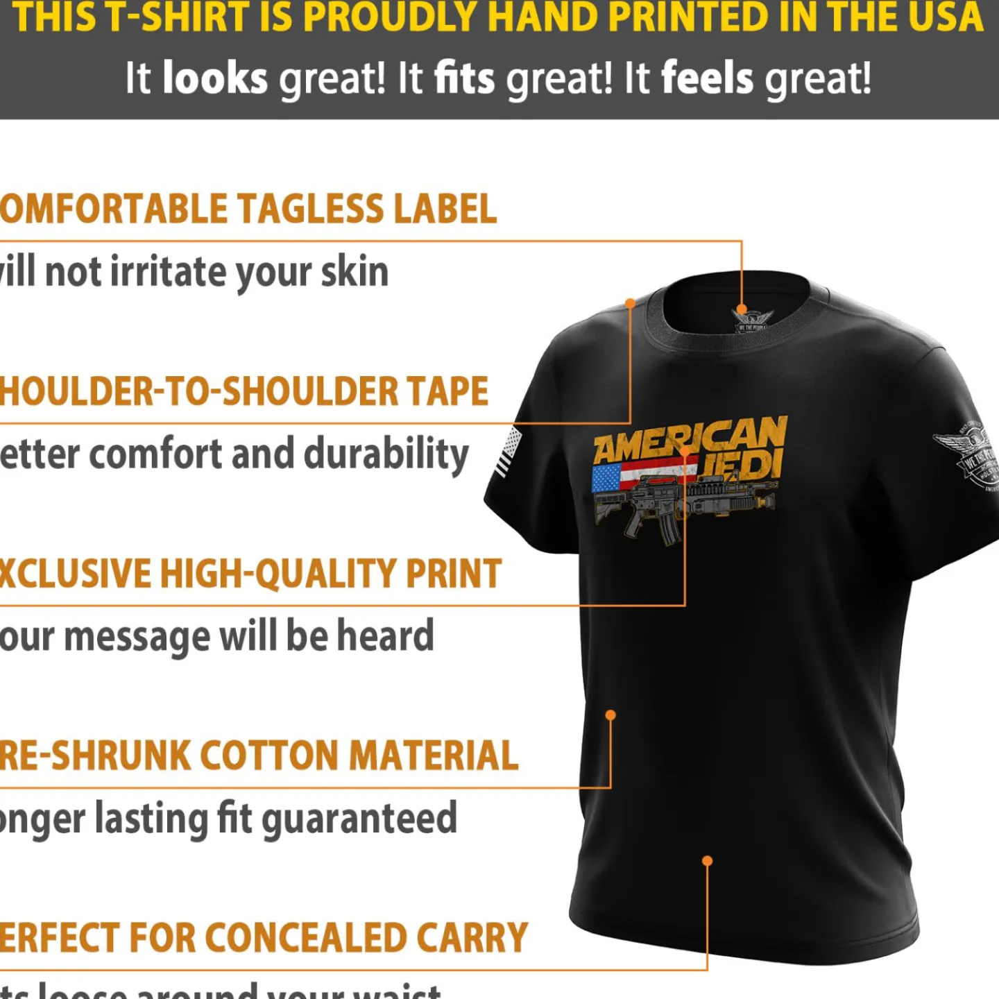 We The People Holsters American Jedi Short Sleeve Shirt Black Outlet