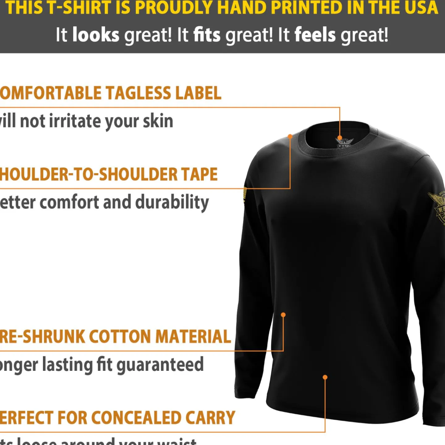 We The People Holsters Basic - + Gold Long Sleeve Shirt Black Outlet
