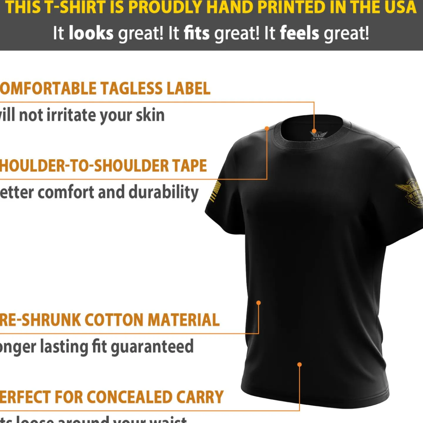 We The People Holsters Basic - + Gold Short Sleeve Shirt Black Best