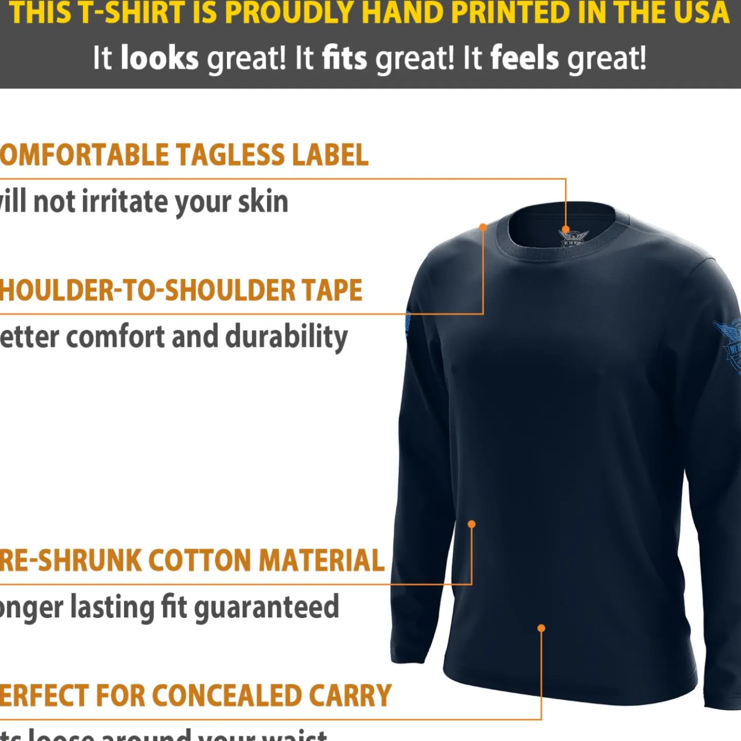 We The People Holsters Basic - + Steel Blue Long Sleeve Shirt Navy Blue Hot