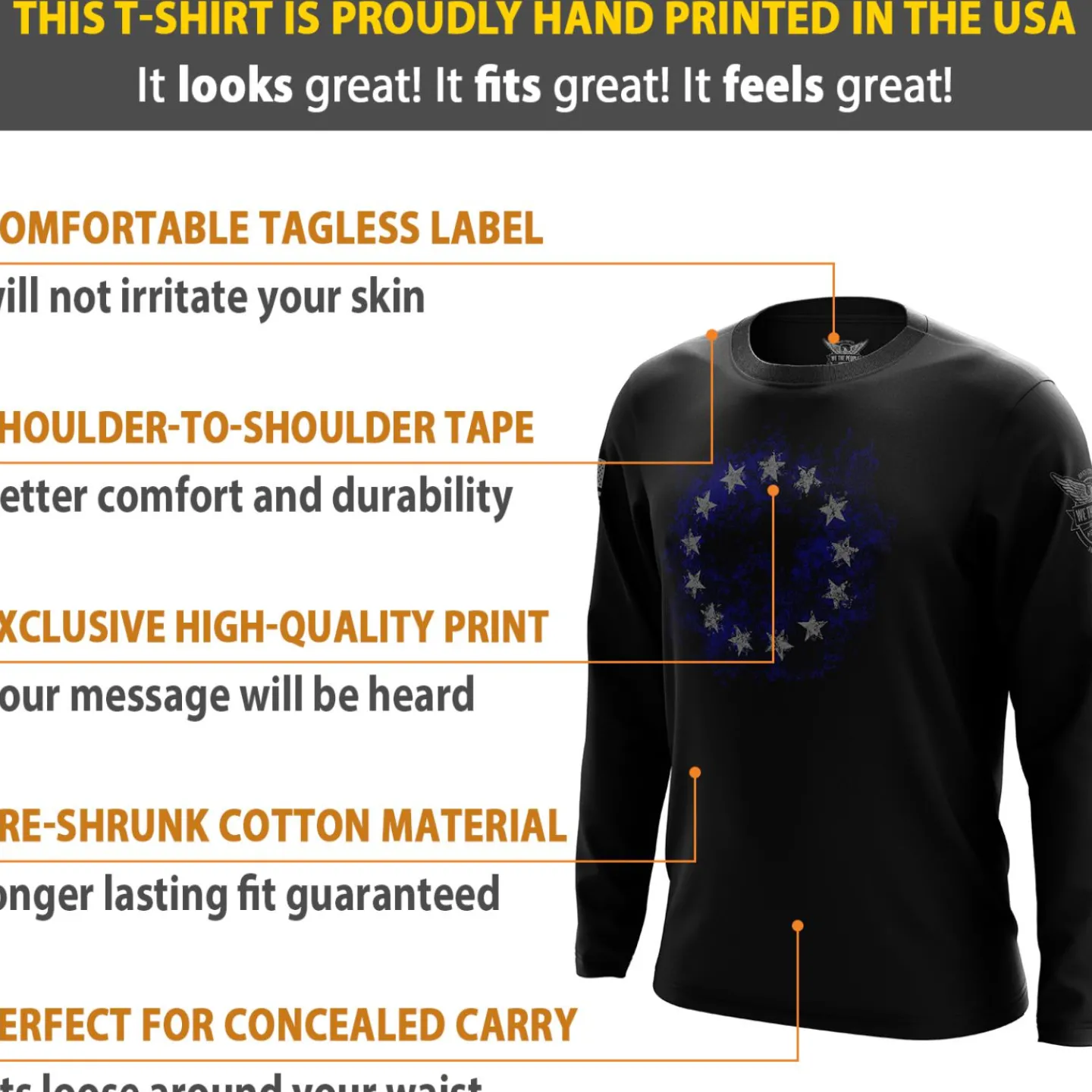 We The People Holsters Betsy Ross Flag 2.0 Long Sleeve Shirt Black Discount