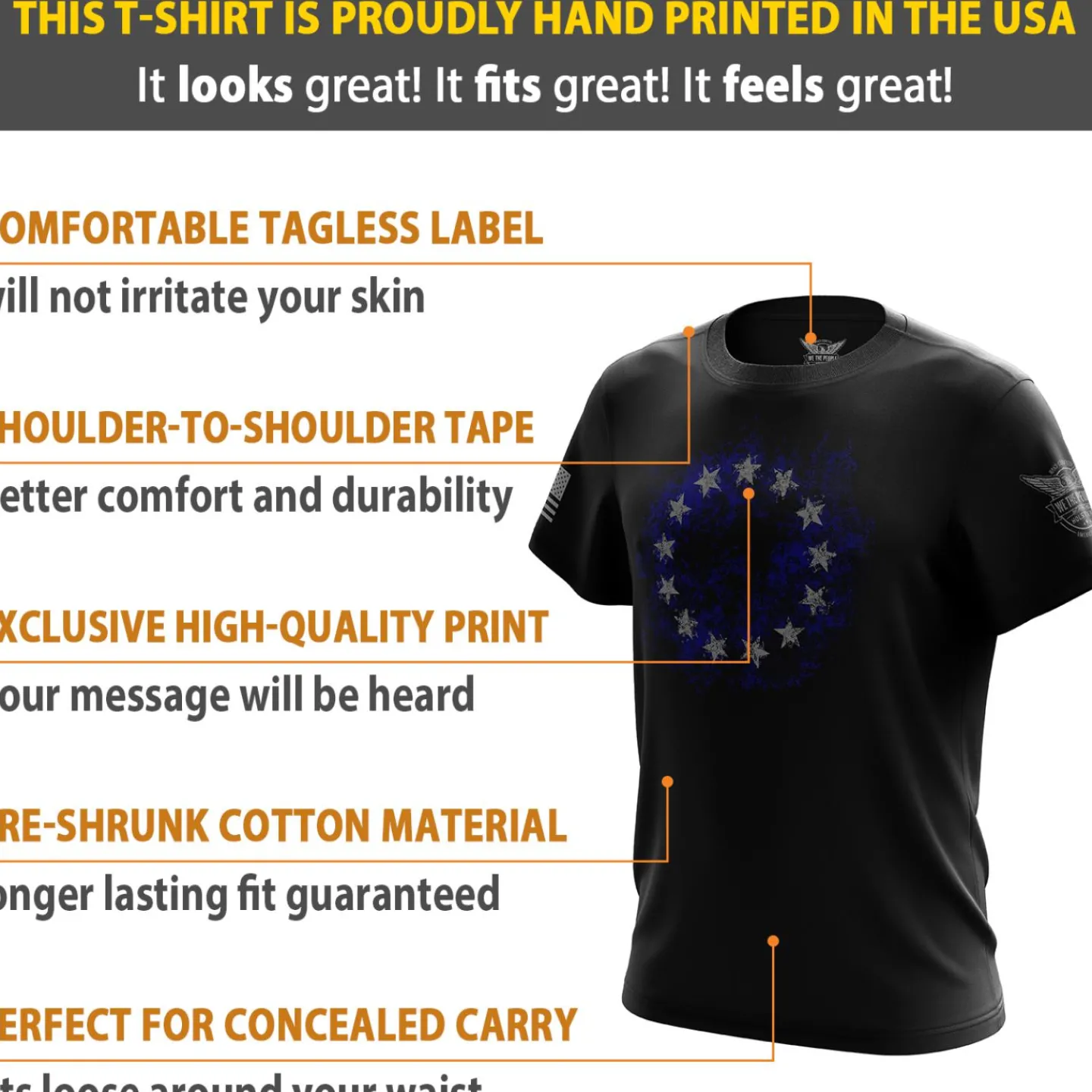 We The People Holsters Betsy Ross Flag 2.0 Short Sleeve Shirt Black Outlet