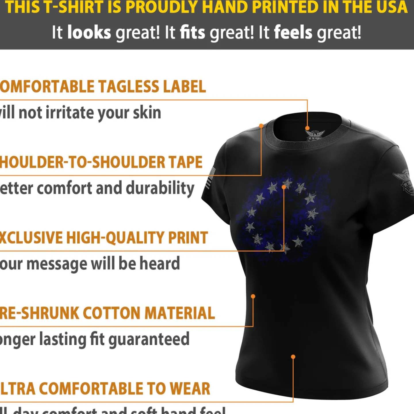 We The People Holsters Betsy Ross Flag 2.0 Women's Short Sleeve Shirt Black Sale