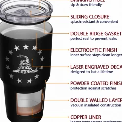 We The People Holsters Betsy Ross Gadsden Flag + American Flag Stainless Steel Tumbler Online