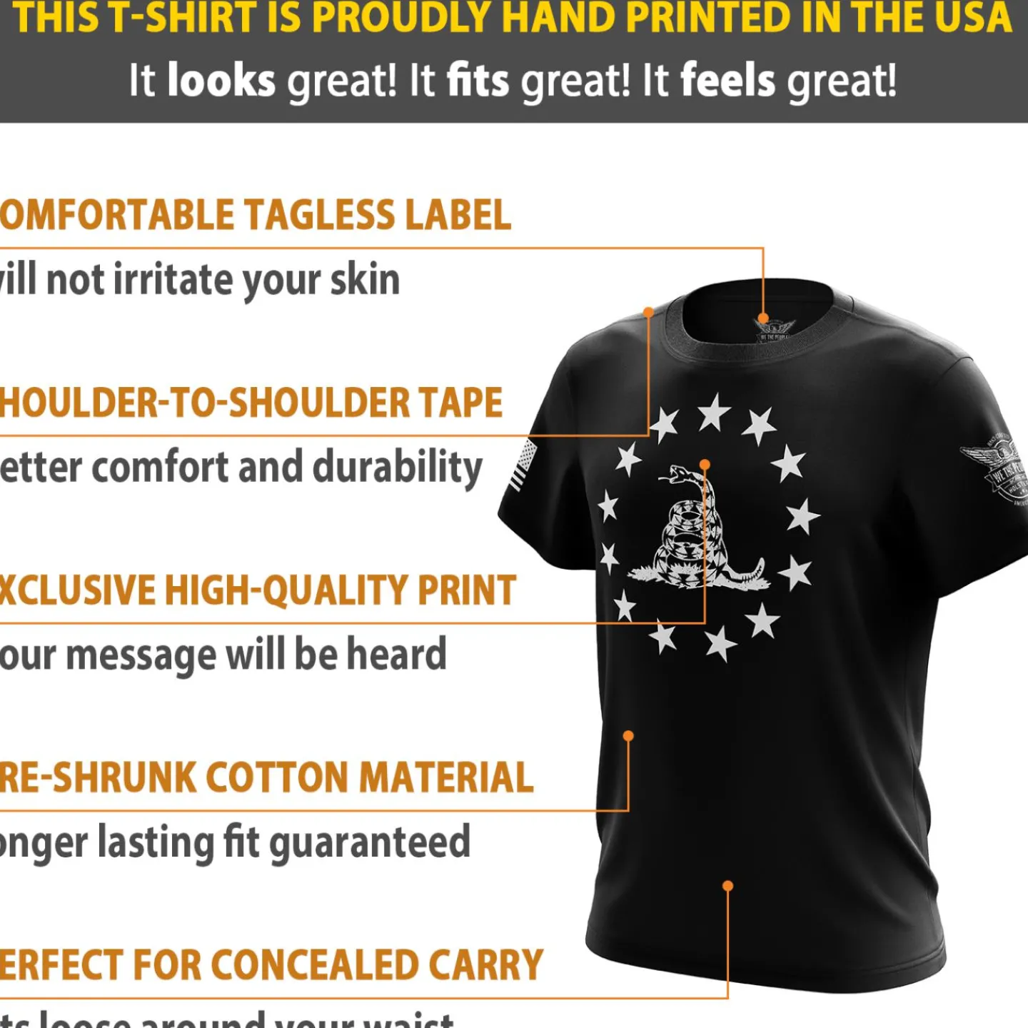 We The People Holsters Betsy Ross Gadsden Flag Short Sleeve Shirt Sale