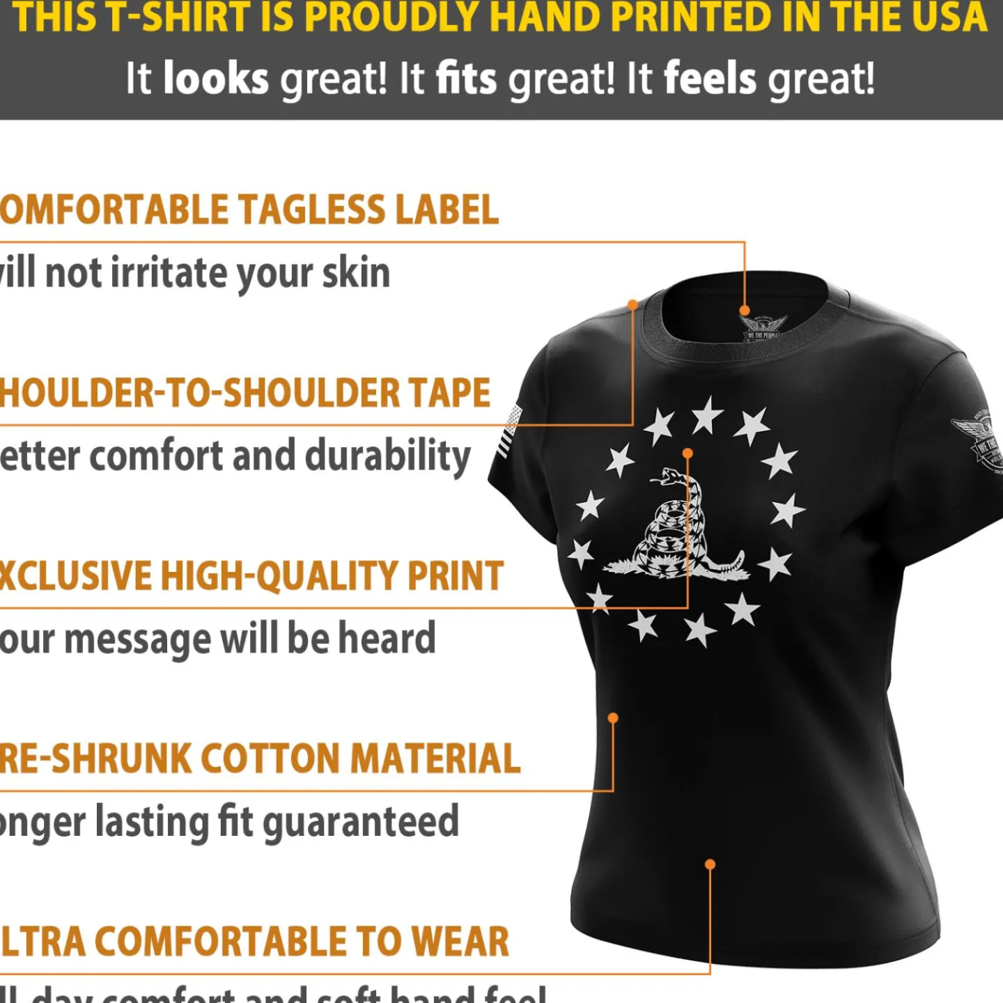 We The People Holsters Betsy Ross Gadsden Flag Women's Short Sleeve Shirt Best