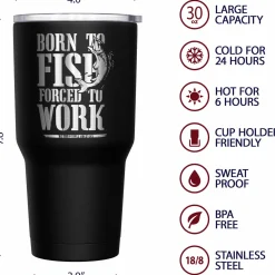 We The People Holsters Born To Fish Forced to Work Stainless Steel Tumbler Outlet