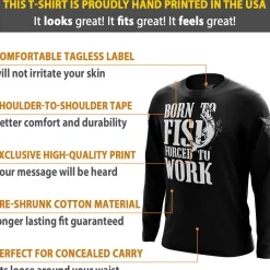We The People Holsters Born to Fish Forced to Work Long Sleeve Shirt Black Sale