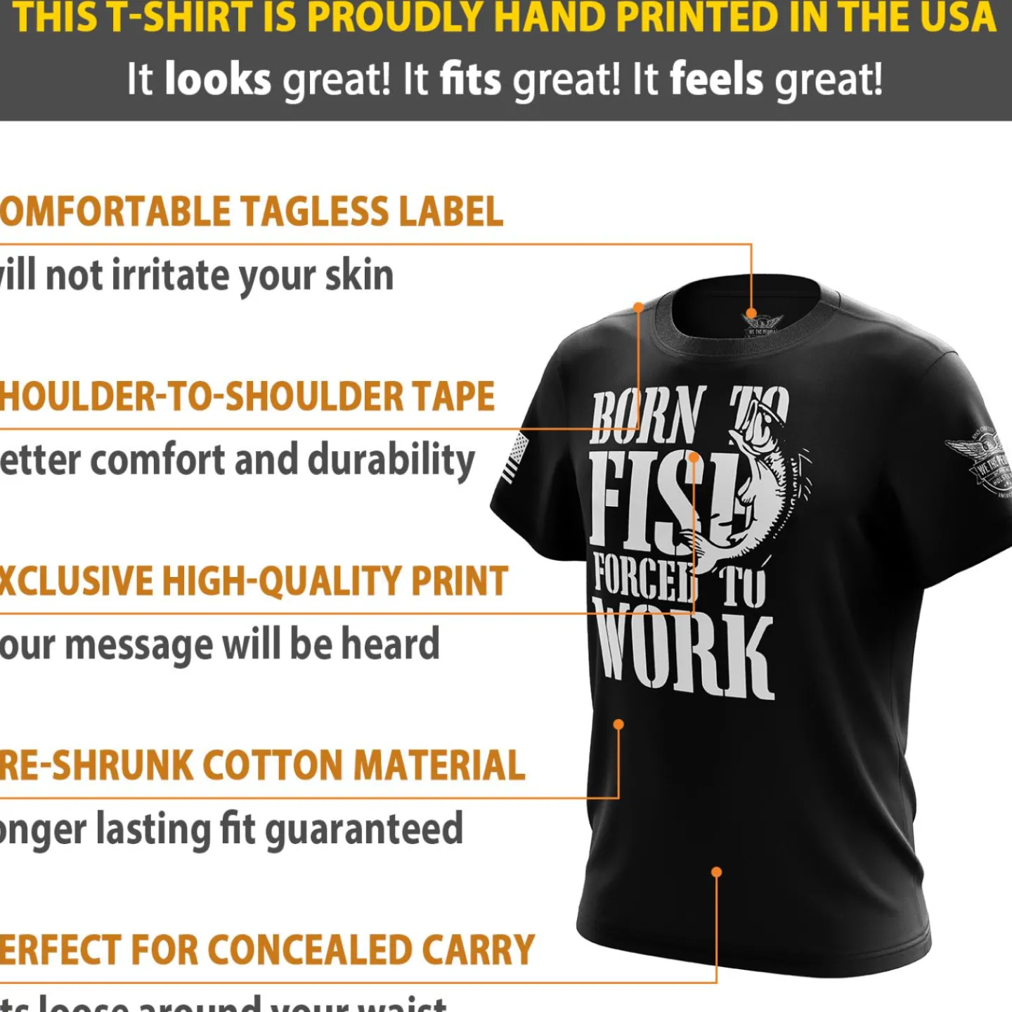 We The People Holsters Born to Fish Forced to Work Short Sleeve Shirt Online