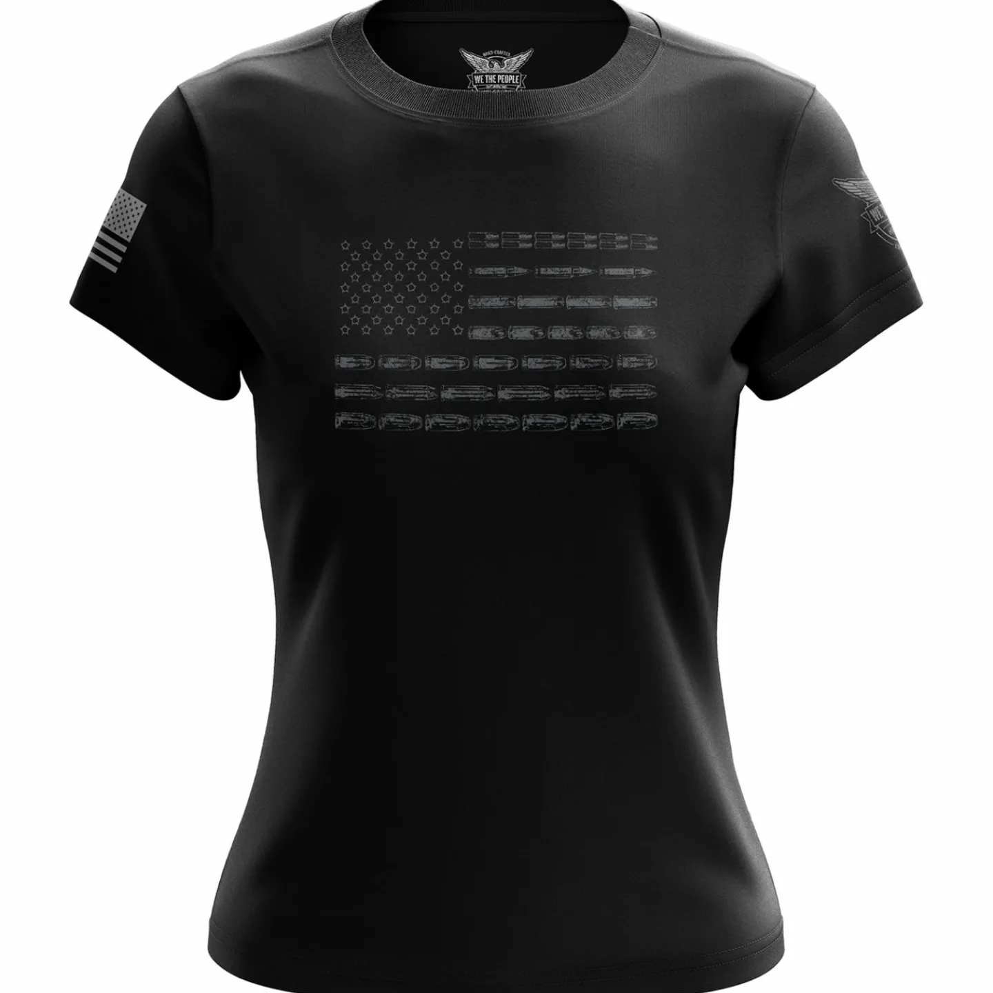 We The People Holsters Bullet Flag Women's Short Sleeve Shirt Black Best