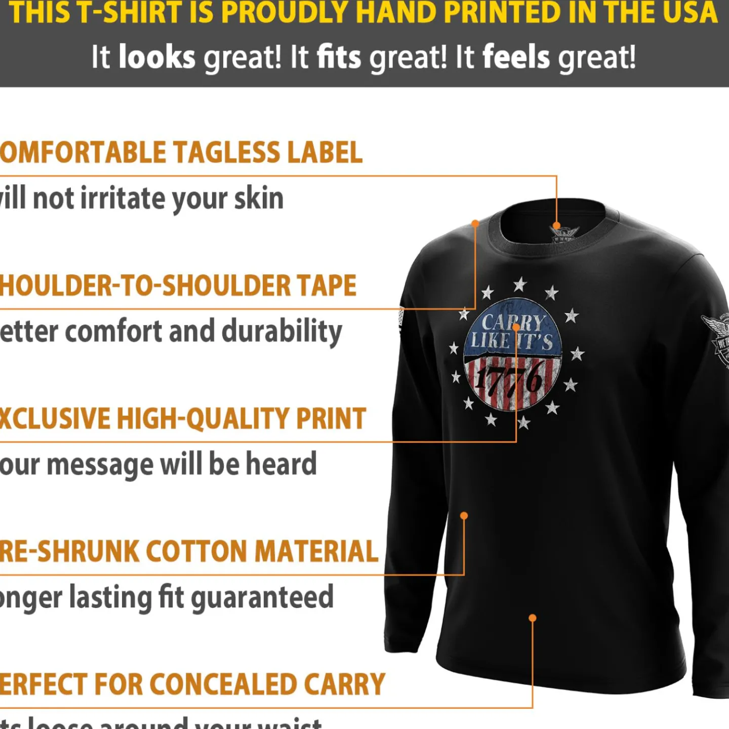We The People Holsters Carry Like It's 1776 Long Sleeve Shirt Black Outlet