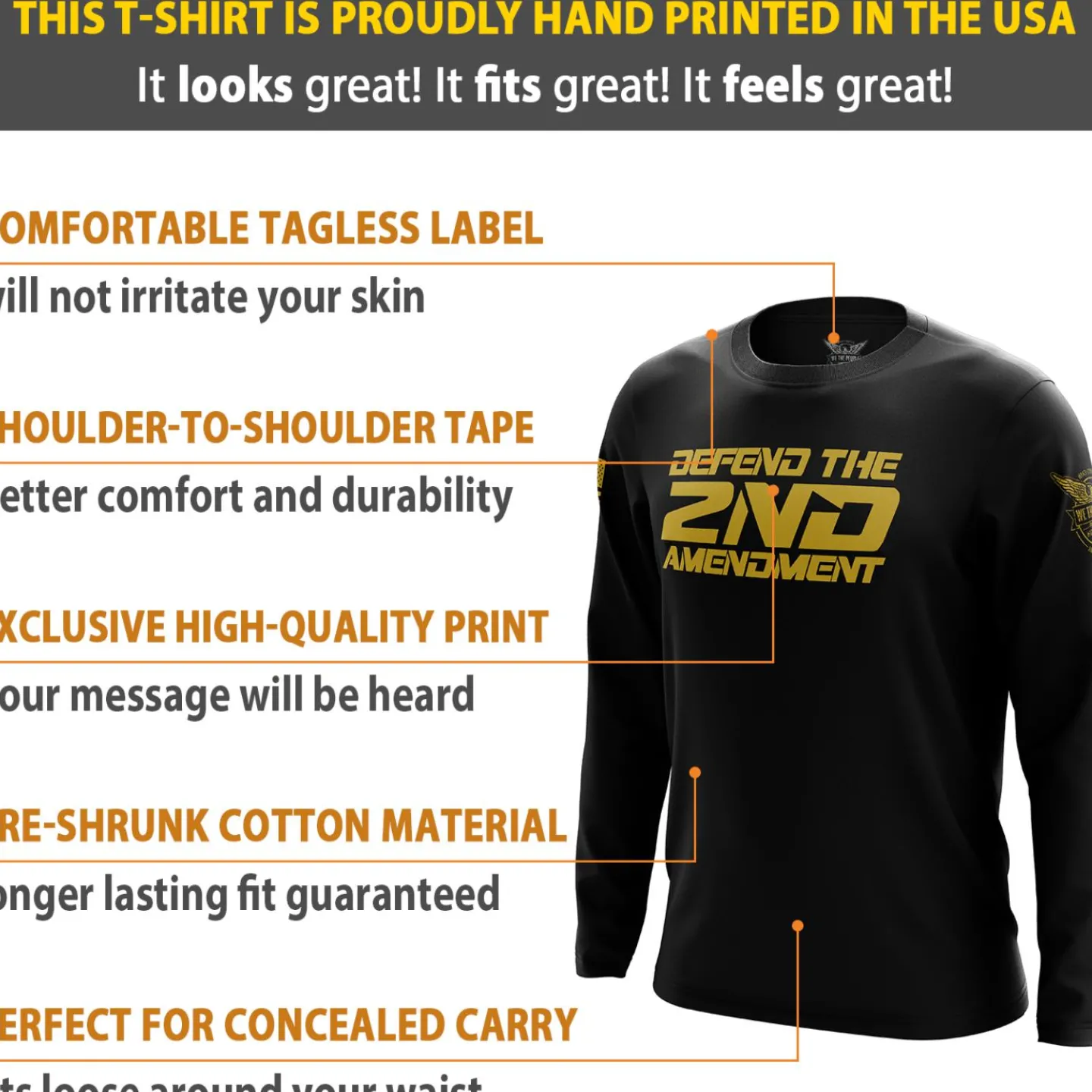 We The People Holsters Defend the 2nd Amendment Long Sleeve Shirt Black Best