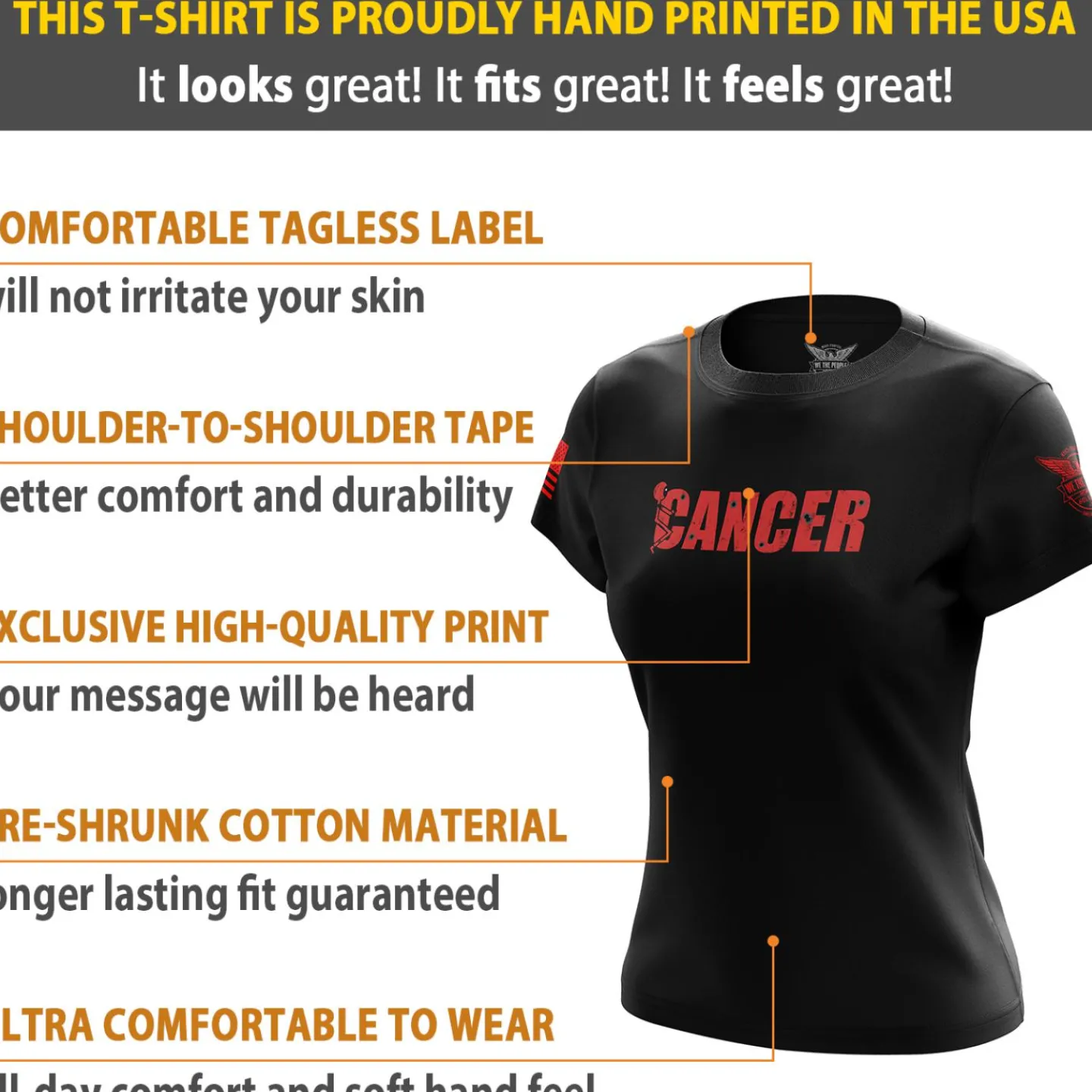We The People Holsters F Cancer Women's Short Sleeve Shirt Black Discount