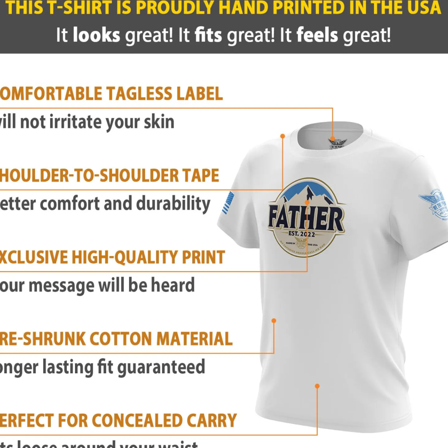 We The People Holsters Father Short Sleeve Shirt White Best