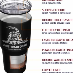 We The People Holsters Gadsden Flag Dont Tread on Me Stainless Steel Tumbler