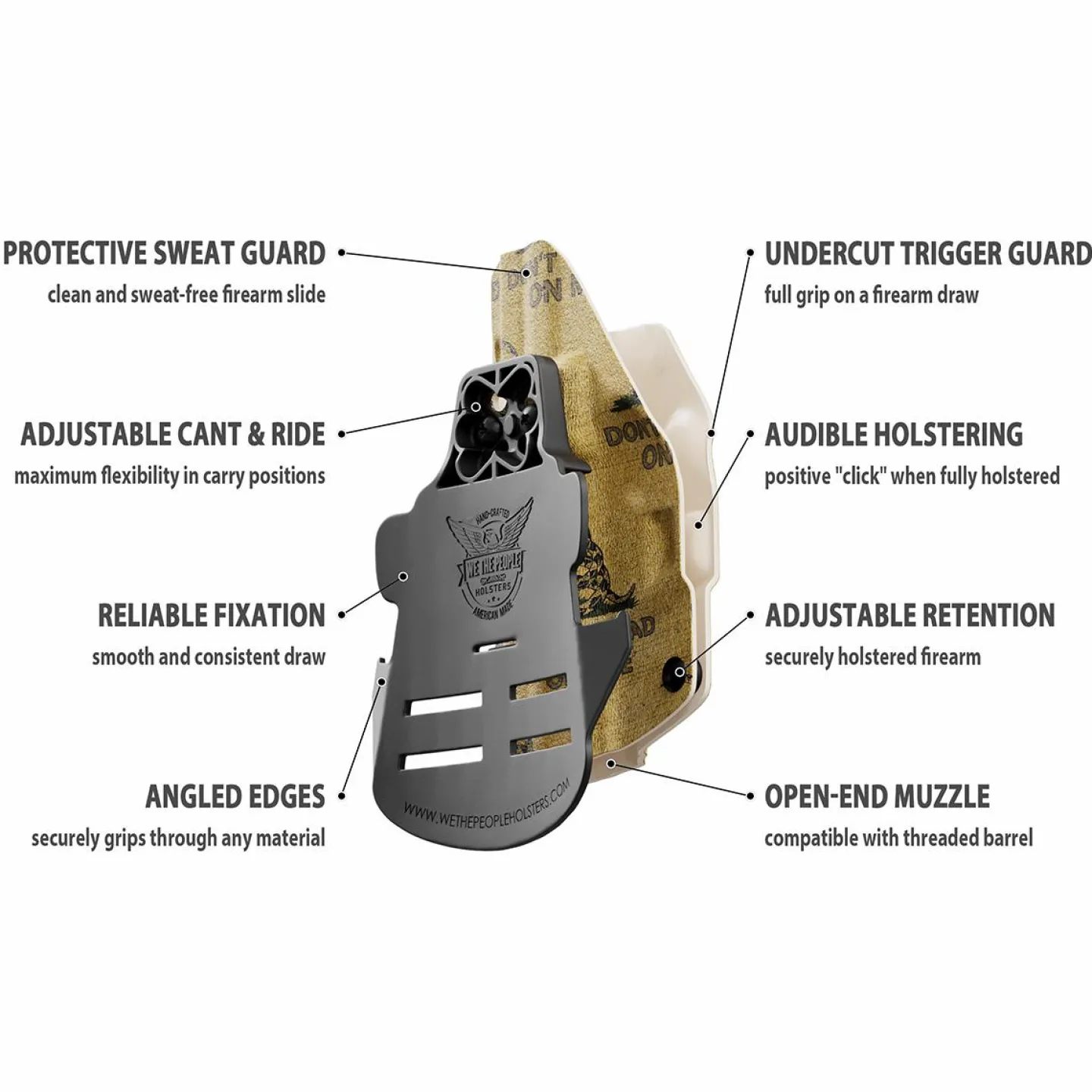 We The People Holsters Gadsden Flag Don't Tread on Me Custom Printed Holster - OWB Kydex Holster New