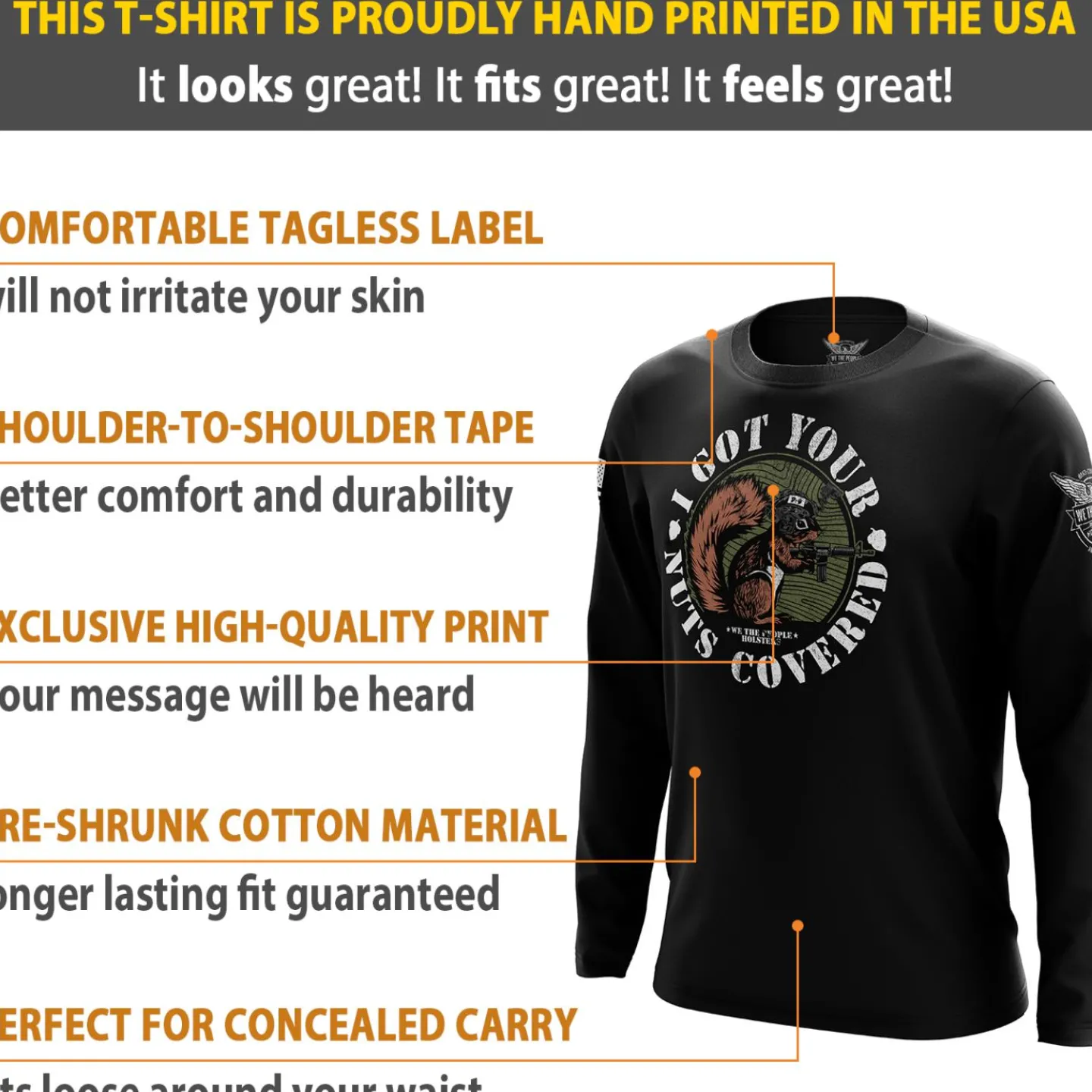 We The People Holsters Got Your Nuts Covered Long Sleeve Shirt Black Outlet