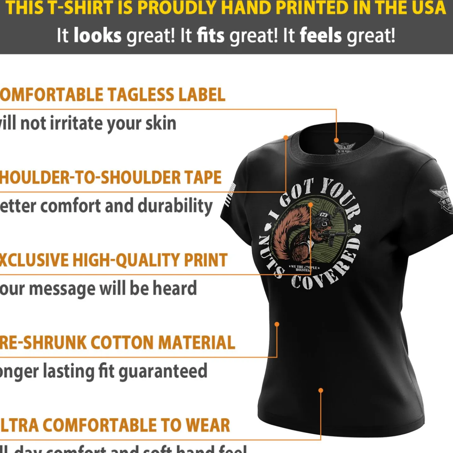 We The People Holsters Got Your Nuts Covered Women's Short Sleeve Shirt Black Best