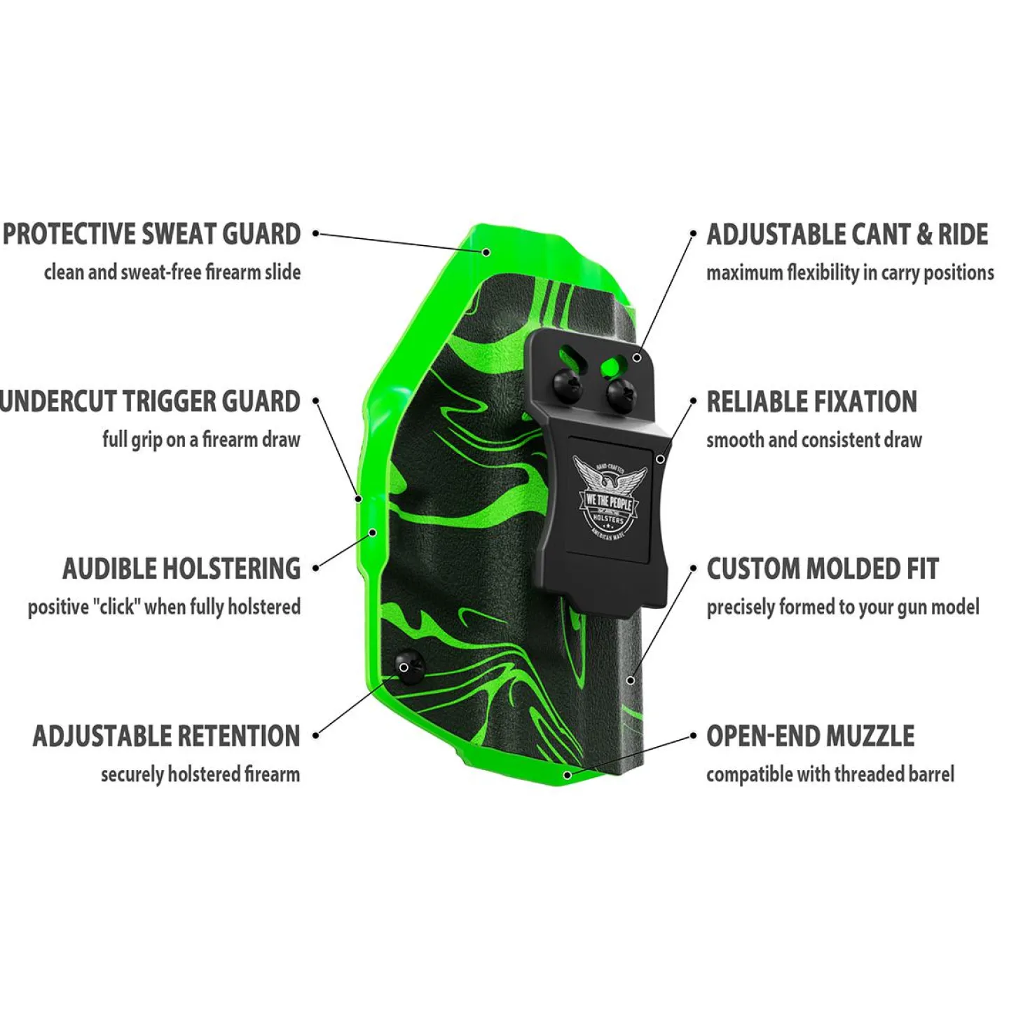 We The People Holsters Green Ink Swirl Custom Printed Holster - IWB Kydex Holster Online