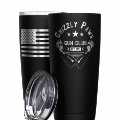 We The People Holsters Grizzly Paws Gun Club + American Flag Stainless Steel Tumbler Best