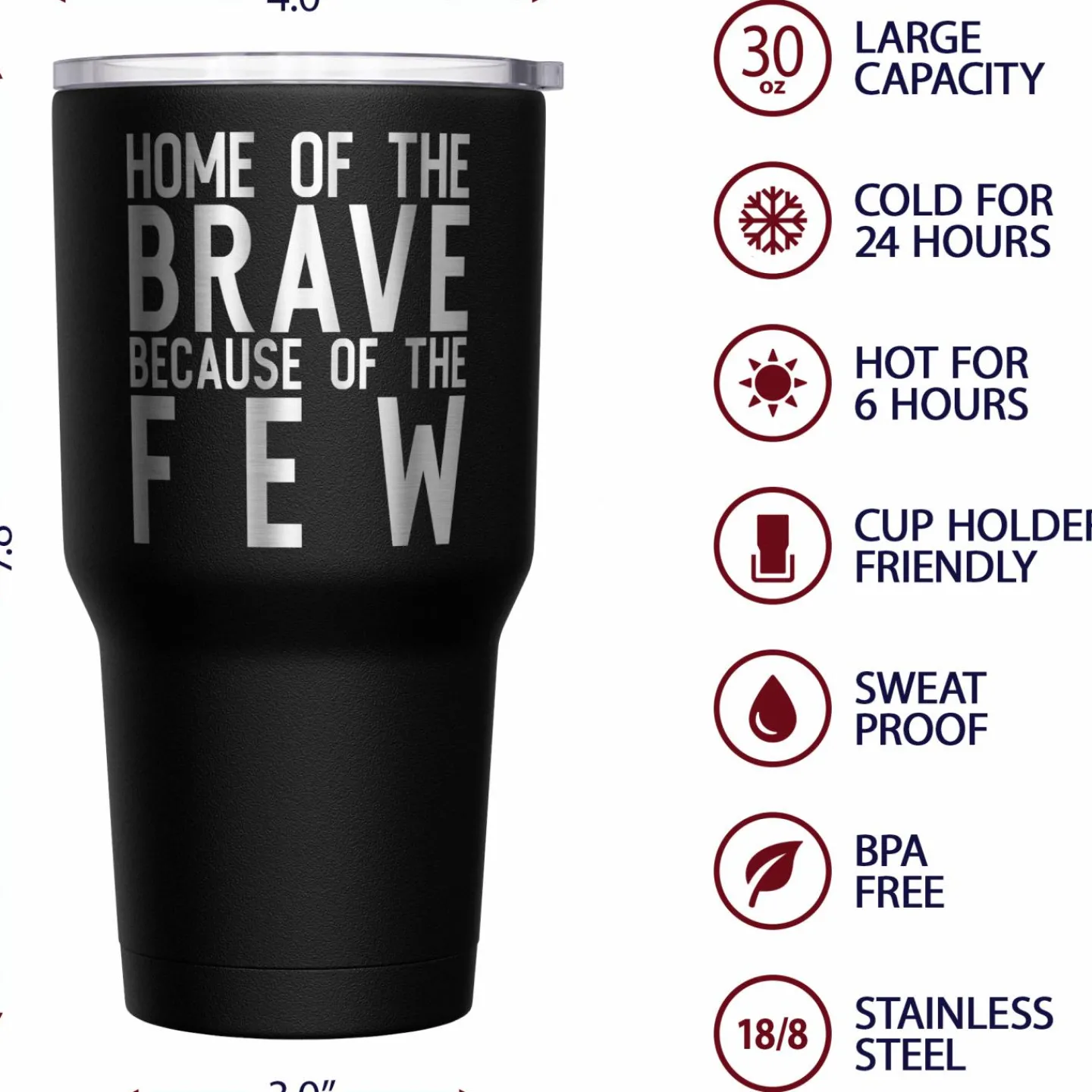 We The People Holsters Home of the Brave + American Flag Stainless Steel Tumbler Hot