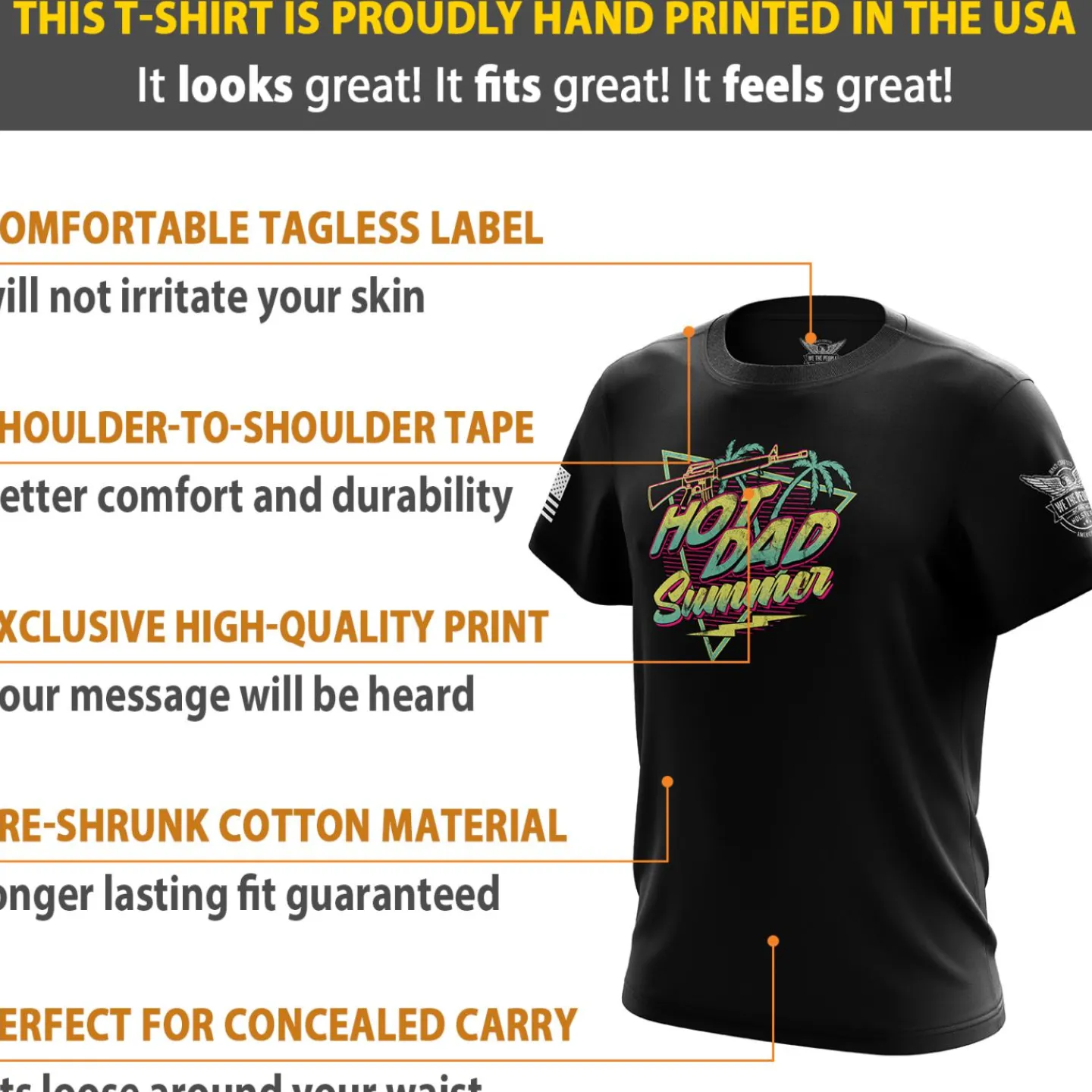 We The People Holsters Hot Dad Summer Short Sleeve Shirt Black Hot