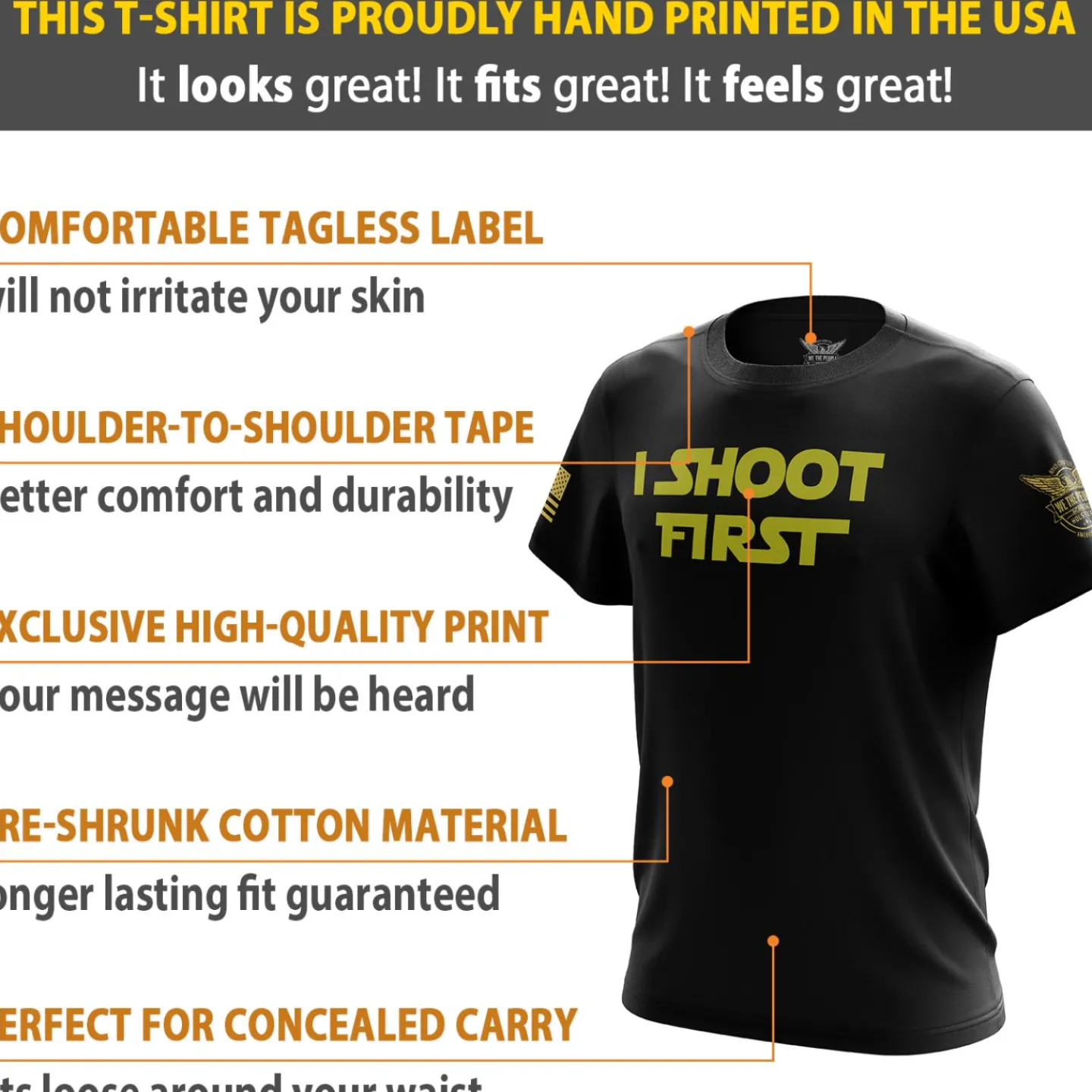 We The People Holsters I Shoot First Short Sleeve Shirt Black Best