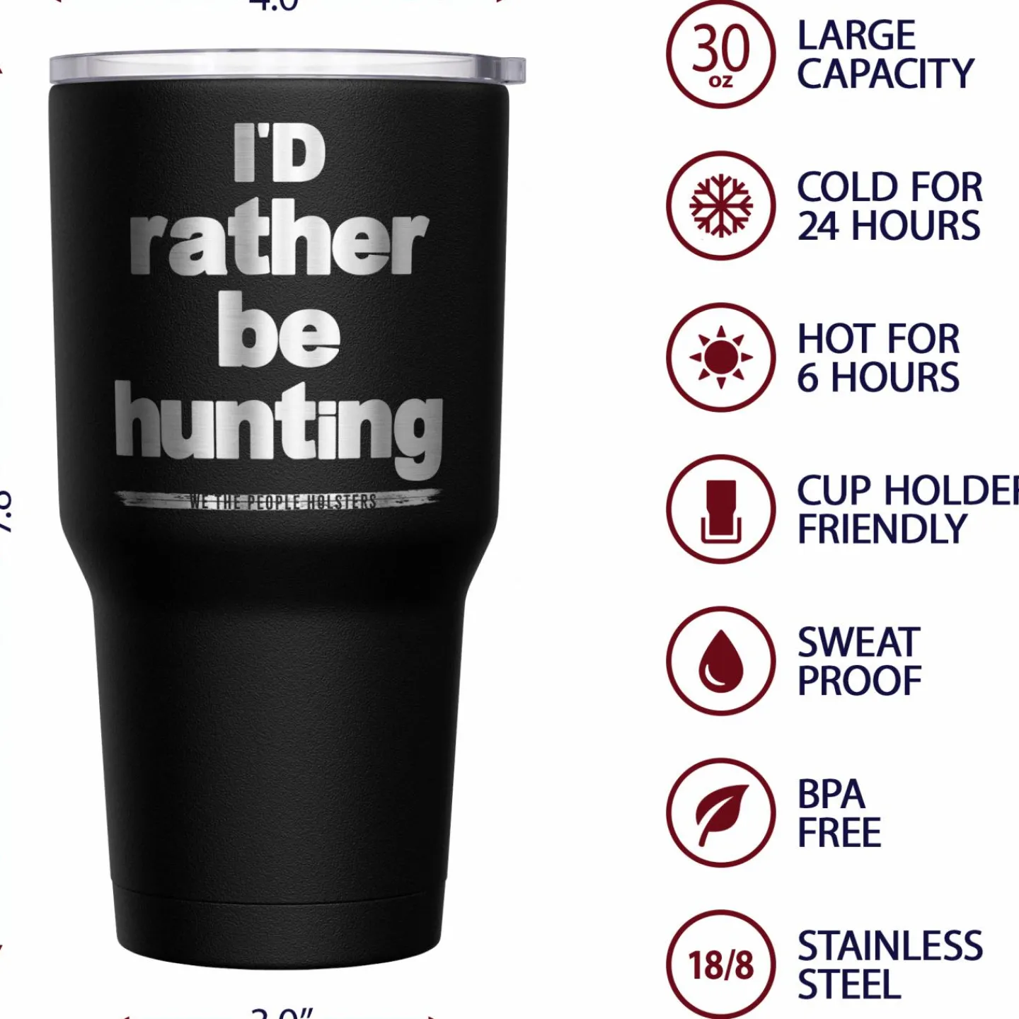 We The People Holsters Id Rather Be Hunting + American Flag Stainless Steel Tumbler Sale