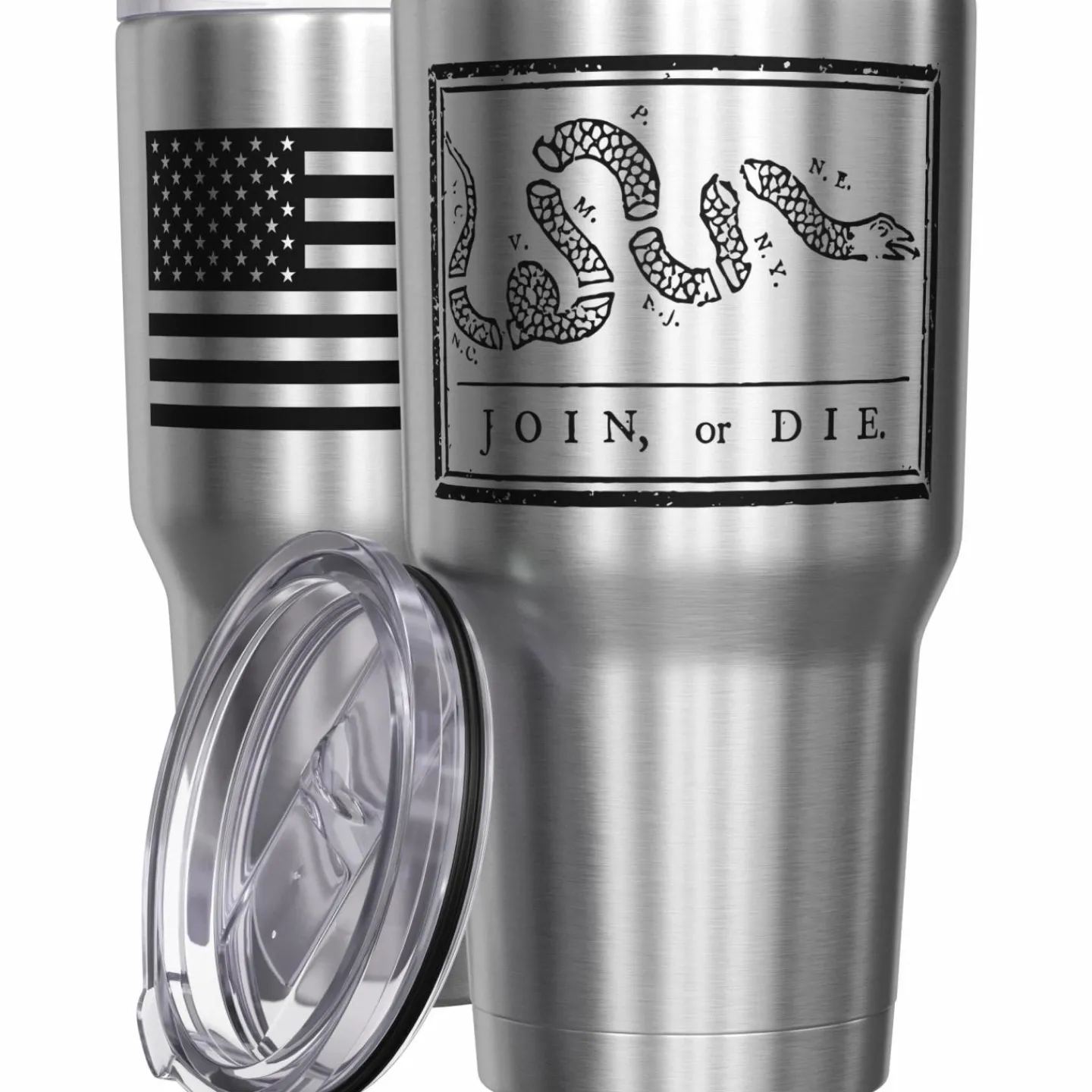 We The People Holsters Join or Die + American Flag Stainless Steel Tumbler New