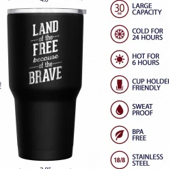 We The People Holsters Land Of The Free Because Of The Brave Stainless Steel Tumbler