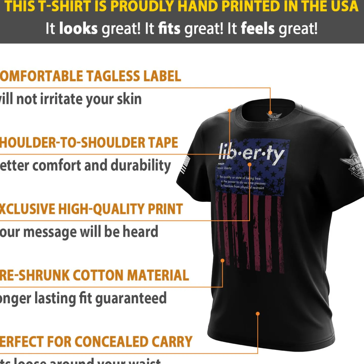 We The People Holsters Liberty Flag Short Sleeve Shirt Black Outlet