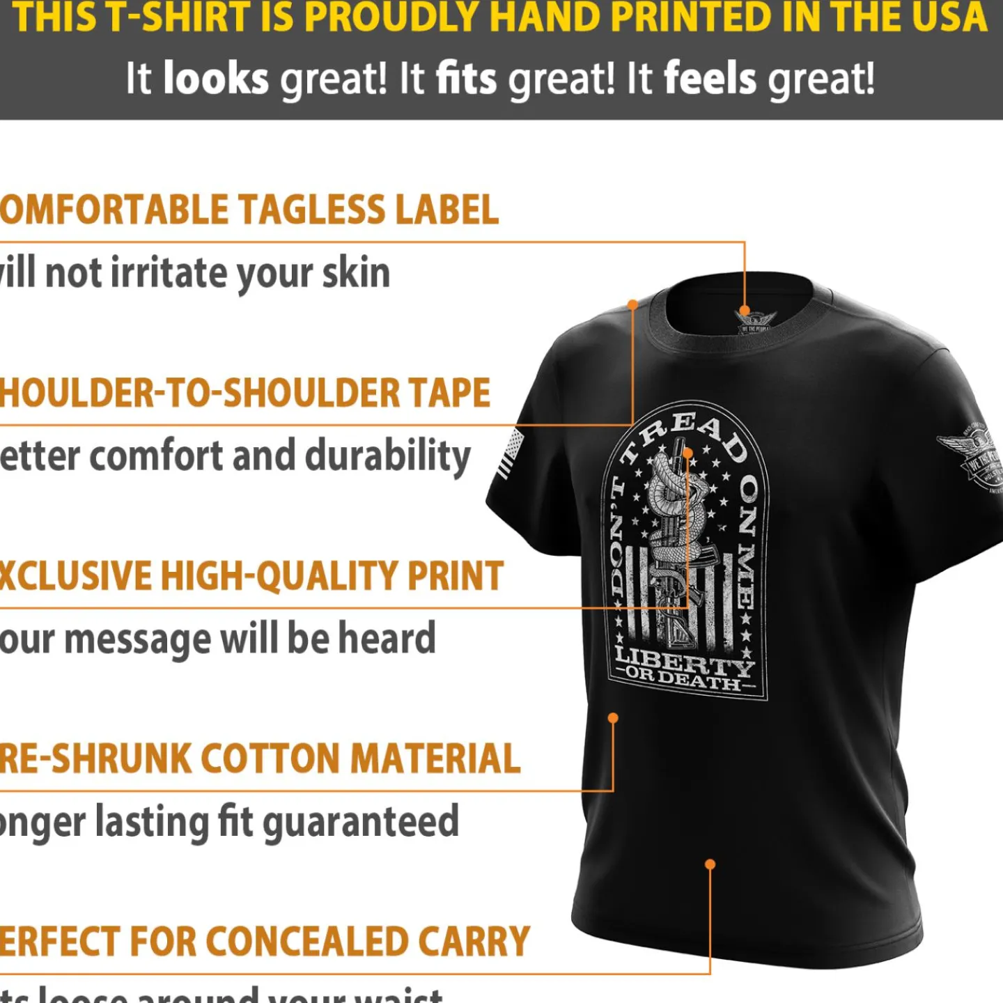 We The People Holsters Liberty or Death Short Sleeve Shirt Black Clearance