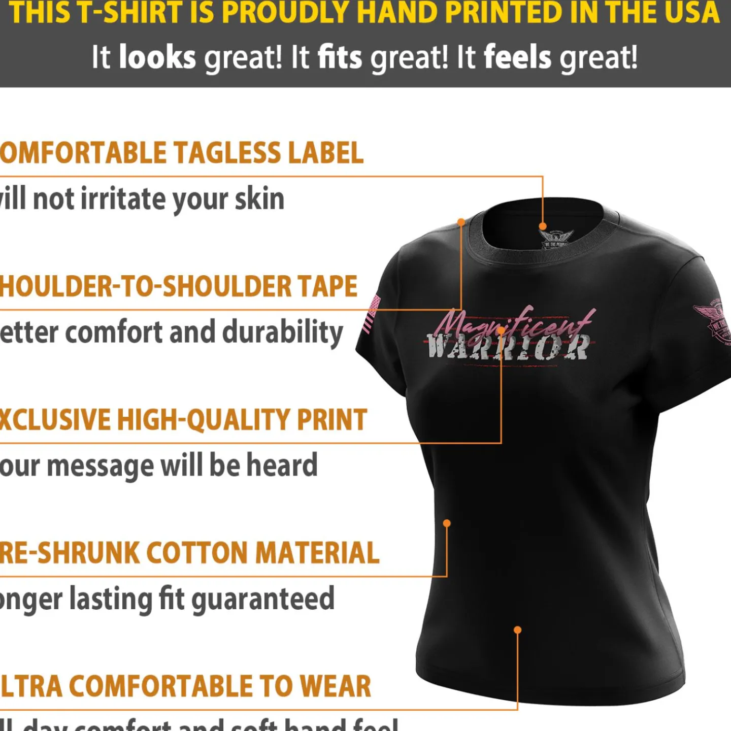 We The People Holsters Magnificent Warrior Women's Short Sleeve Shirt Black