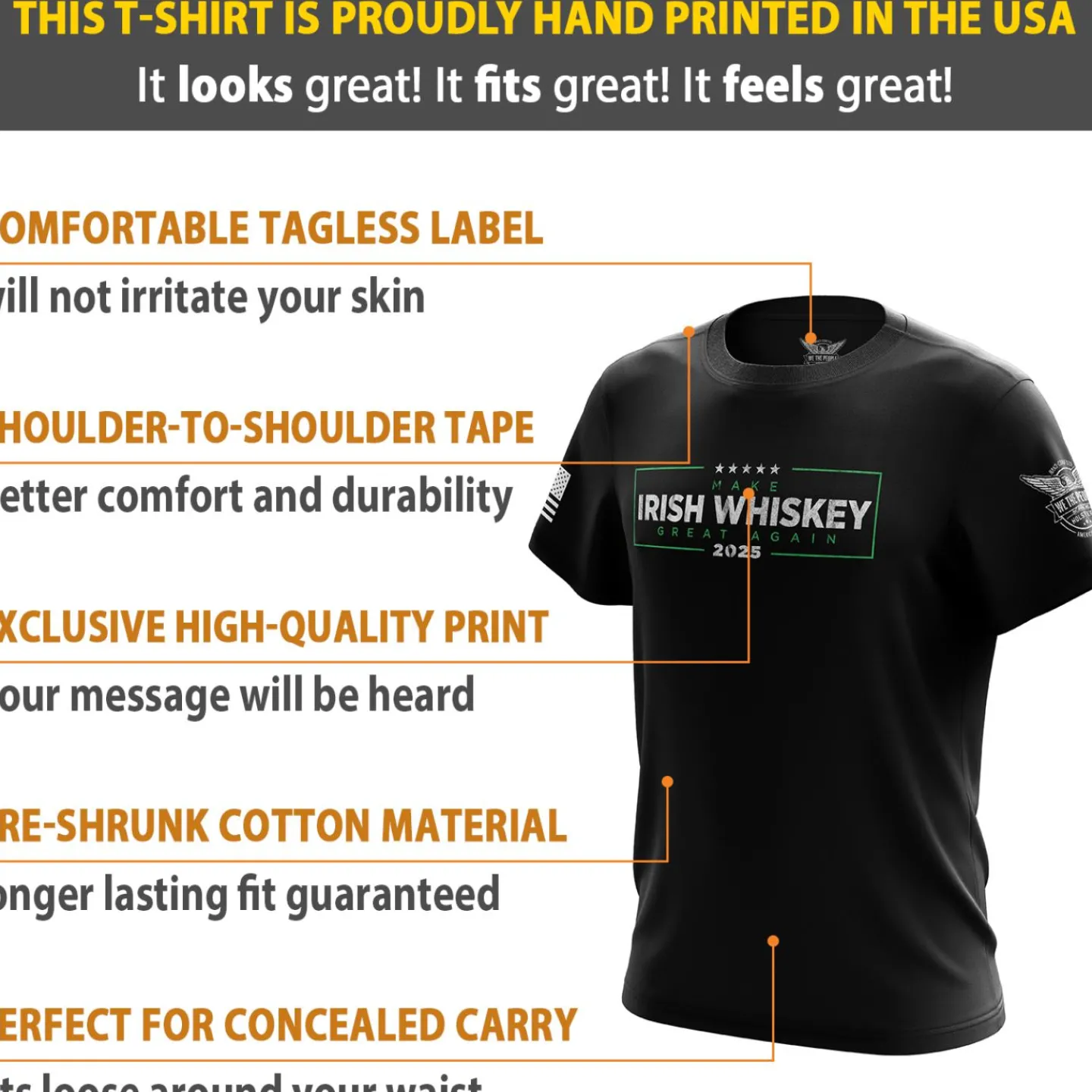 We The People Holsters Make Irish Whiskey Great Again Short Sleeve Shirt Black Online