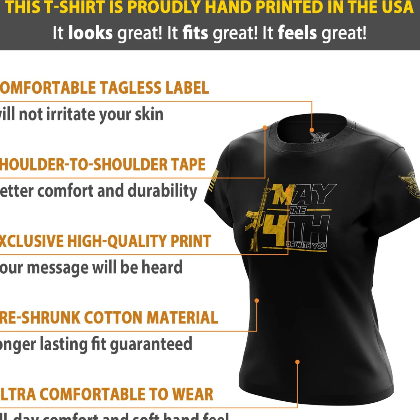 We The People Holsters May the 4th Women's Short Sleeve Shirt Black Clearance