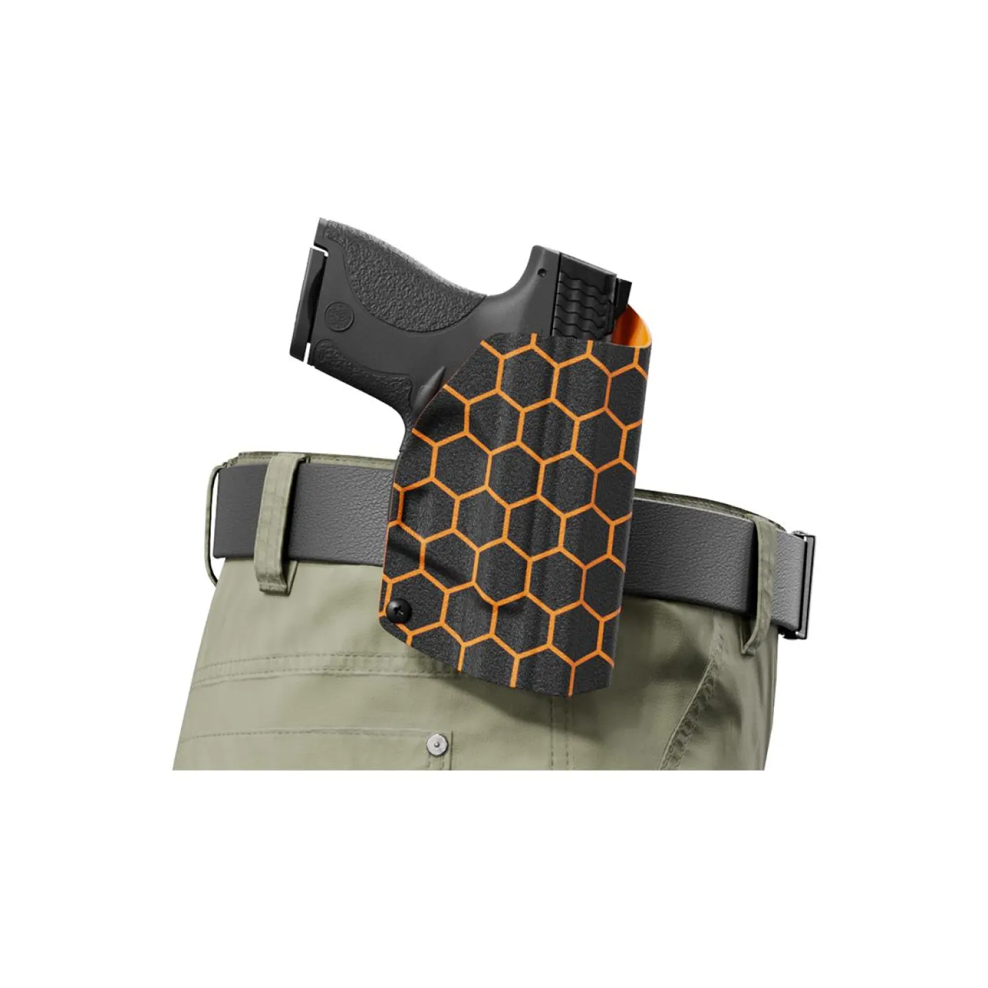 We The People Holsters Orange Honeycomb Custom Printed Holster - OWB Kydex Holster Online