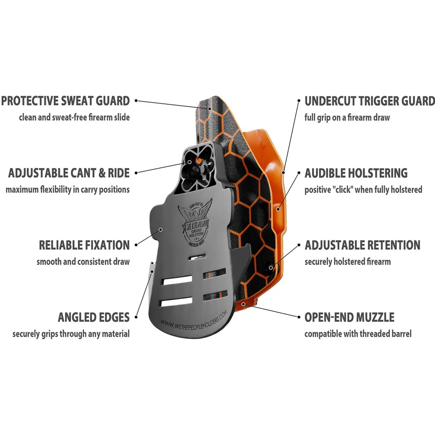 We The People Holsters Orange Honeycomb Custom Printed Holster - OWB Kydex Holster Online