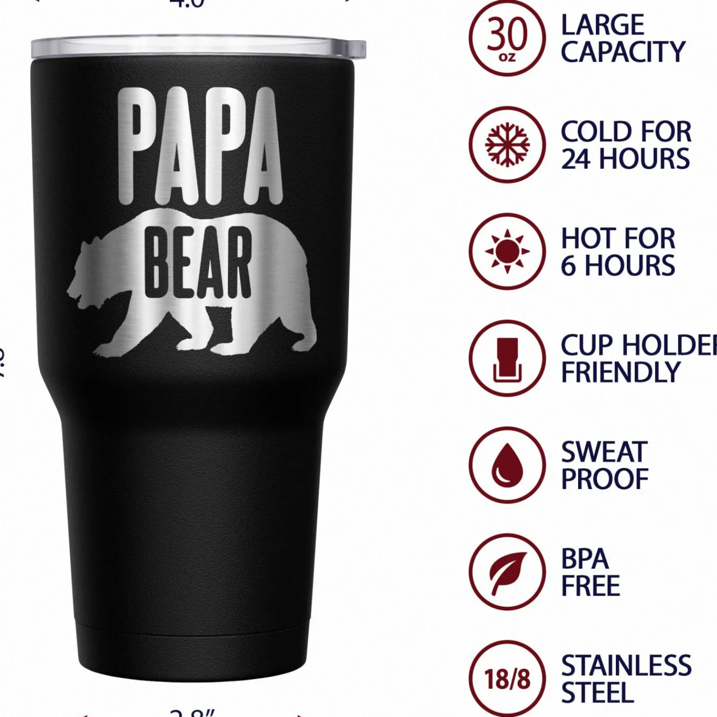 We The People Holsters Papa Bear Stainless Steel Tumbler New