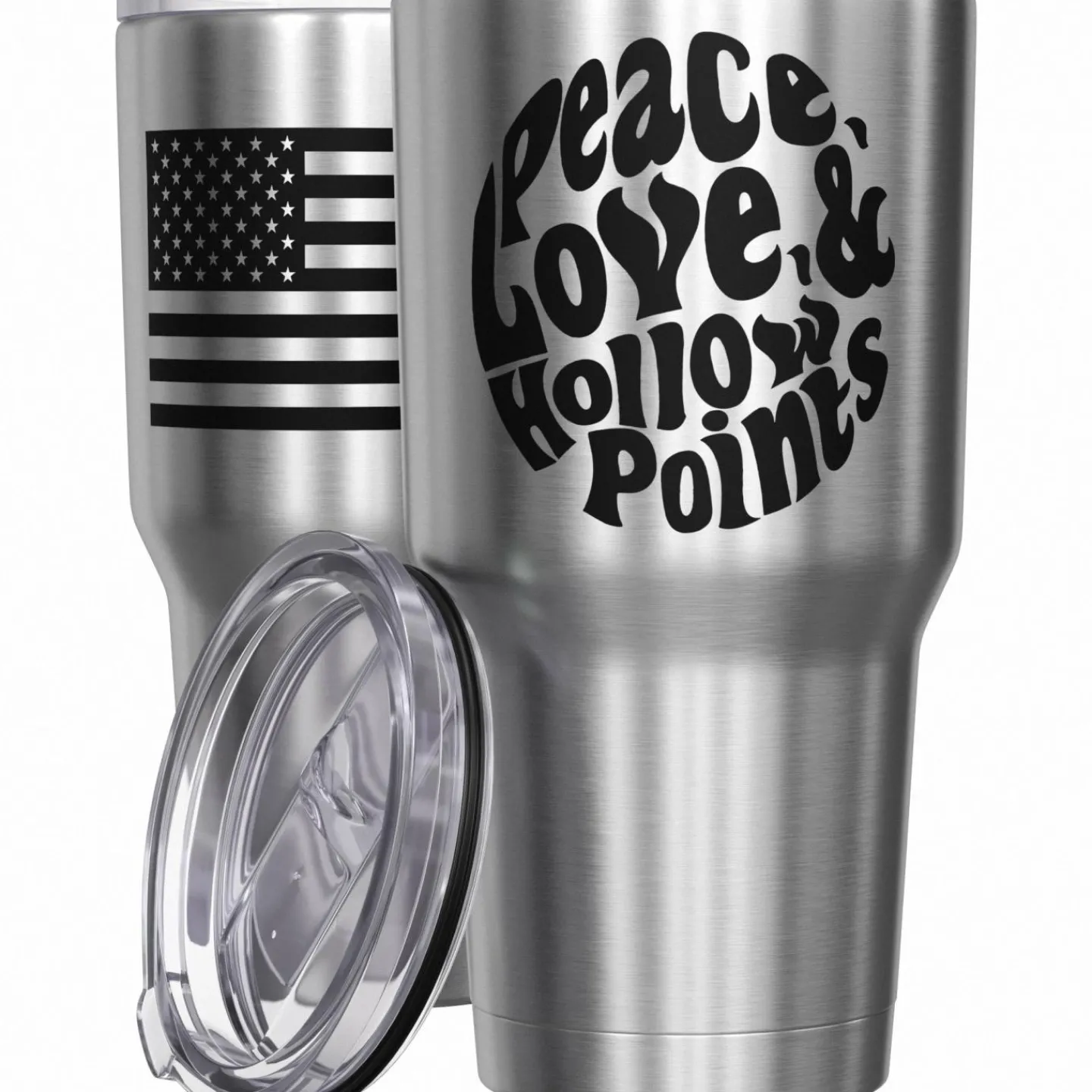 We The People Holsters Peace, Love, & Hollow Points Stainless Steel Tumbler New