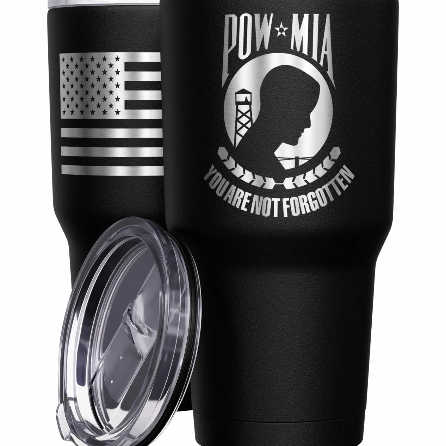 We The People Holsters POW MIA You are not forgotten + American Flag Stainless Steel Tumbler Sale