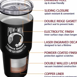 We The People Holsters POW MIA You are not forgotten + American Flag Stainless Steel Tumbler Sale