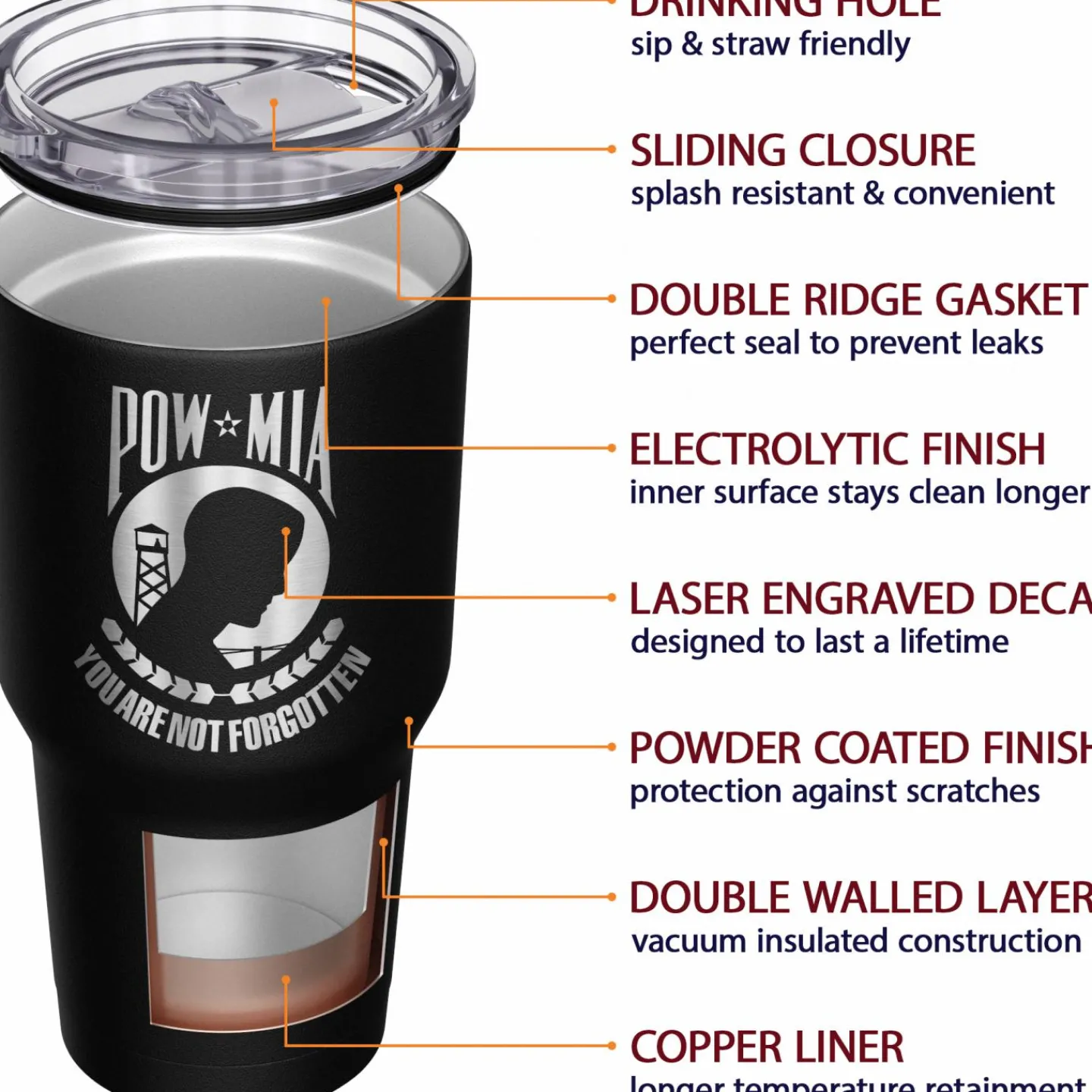 We The People Holsters POW MIA You are not forgotten + American Flag Stainless Steel Tumbler Sale