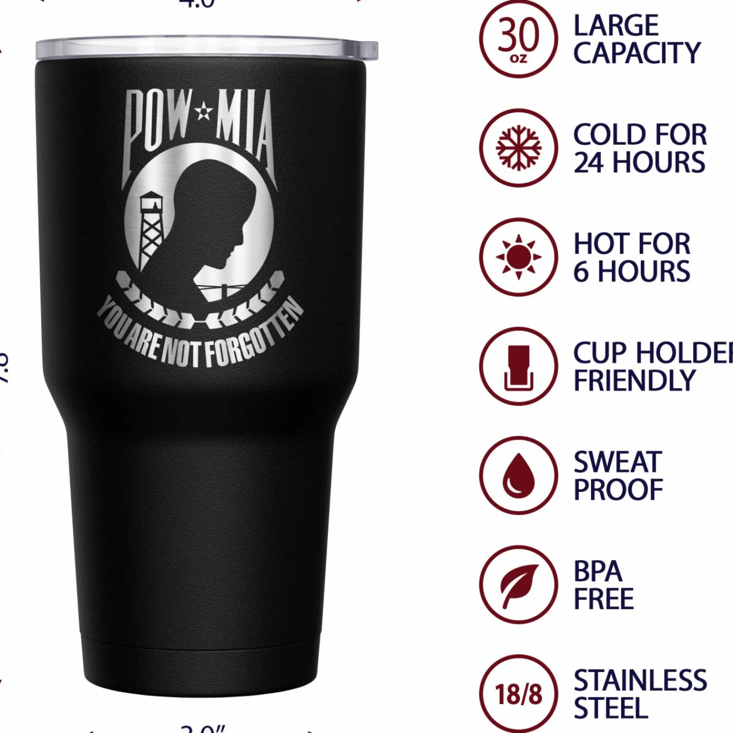 We The People Holsters POW MIA You are not forgotten + American Flag Stainless Steel Tumbler Sale